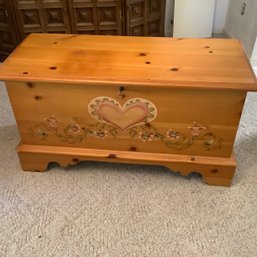 Country Style Lane Cedar Chest With Stenciled Motif, Key Included