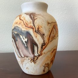 Signed Nemadji Pottery Swirl Vase