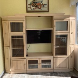Entertainment Center Whitewashed Oak- Holds Hundreds Of DVDs And Has Light