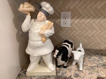 Chef, Cow Planter And Cow Decor