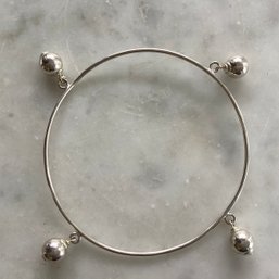 Sterling Silver Bangle Bracelet With 4 Hanging Ball Charms
