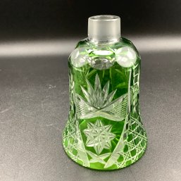Bohemian Emerald Crystal Cut To Clear Bottle