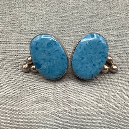 925 Sterling Silver Earrings With Blue Stones
