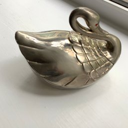 Swan Velour Lined Silver Trinket Dish