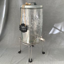 Glass Pitcher With Stand, Lid, Chalkboard Sign