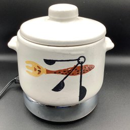 MCM Stoneware Warmer Pot With Electric Warmer