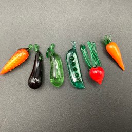 6 Blown Art Glass Vegetables