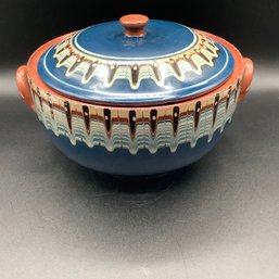 Decorative Stoneware Serving Bowl With Handles