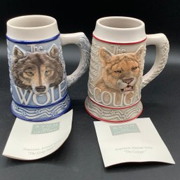 Wolf And Cougar Tom O'Brien's Avon Collector Beer Steins