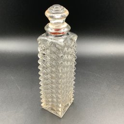 Cut Glass Tall Perfume Bottle With Stopper