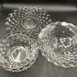 3 Piece Matching Set Of MCM 3D Cube Pattern Glass Bowls And Platter