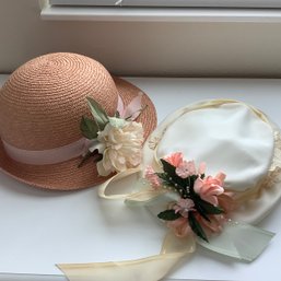 Saks Fifth Avenue Straw Hat And Veil By Gertrude Vintage Bridal Wedding Hat With Added Flowers