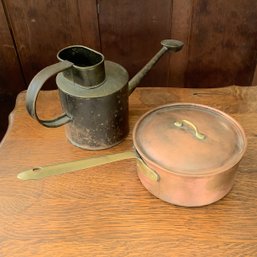 Vintage Watering Can And Copper Pot