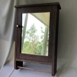Antique Oak Medicine Cabinet With Original Wavy Glass