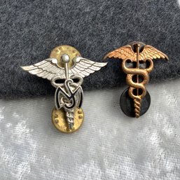 2 US Army Military Pins, Officer Medical Service Corp And Medical Corp
