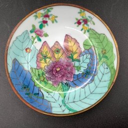 Colorful Lotus Leaves Porcelain And Brass Plate
