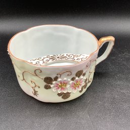 Victorian Mustache Cup With Gilt And Raised Enamel Finish