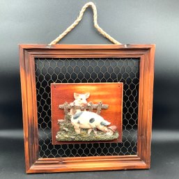 Wallhanging Farmhouse With Pigs And Chicken Wire