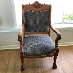 Vintage Mahogany Throne Chair, Large Size, Paw Feet.