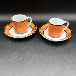 From Brazil, Roberto Simoes Set Of 2 Matching Espresso Cups And Saucers