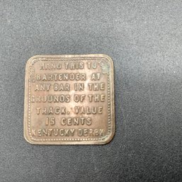 Rare Antique Brass 15 Cent Bar Coin For Kentucky Derby 1903