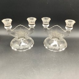 2 Pair Of Glass Candleabras