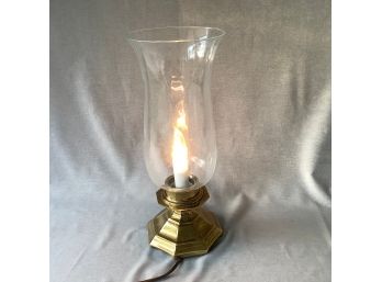 3 Way Adjustable Candle Brass Lamp With Removable Glass Chimney Shade
