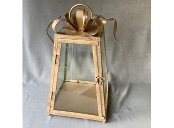 Glass And Metal Latching Display Case With Metal Bow On Top