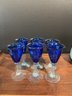 Cobalt Blue Wine Glasses. Set Of Six Stemware