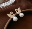 Faux Pearls Elegant Stud Earrings Bowknot Shape