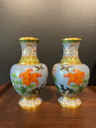 Pair Of Vintage Cloisonn Vase