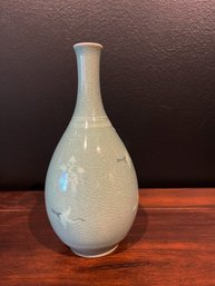 Korean Celadon Vase With Cranes