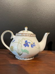 Nantucket Blue Floral Gold Rimmed Miniature Teapot