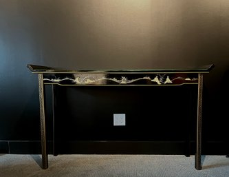 Oriental Furniture Console Table - Black Mother Of Pearl Ladies