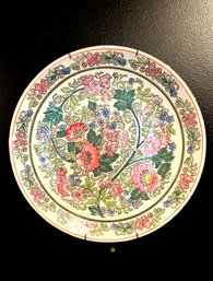 WP~Hand Painted Raised Floral Pattern Chinese Decorative Plate 12'