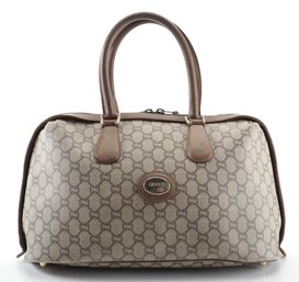Gucci Plus Travel Bag In GG Plus Supreme Canvas And Brown Cinghiale Leather