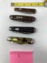 Knife Lot -- Of 4- Remington Models R-495, R-101, MC 6456, R-155  Folding Pocket Knives