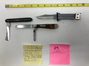 Knife Lot3 Knives Incl. Paratrooper Hibbard,s Spencer Barlett. 2 Blasde 002. Hugo Bauermamn-1 Blade. 3. Paratr