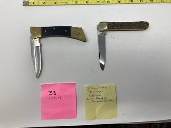 Knife Lot #33--2 Large Lock Blade Pocket Knives   G. Grafrath. Rostfrei Single Blade 2. Case Knife Ss 2159  Li