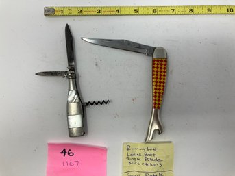 Knife Lot # 46. Figural  Remington Boot Knife Bottle Knife With Corkscrew