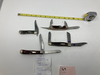 Knife Lot. #69. 4 Case Knives   61953 L SS  2. Case 6254 SSP  3. Case 6445R. 4. Case 6375
