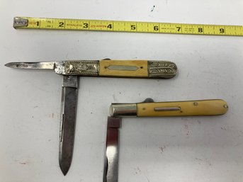 Knife Lot #72. Lot Two Knives -fancy Handles R. Lingard Peacroft. 2. Holly & Co. --one Very Lovely Chasing-loc