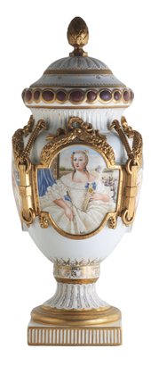 Classic White Porcelain Vase: Hand-Painted Portraits Of Women In Nature  A Timeless Treasure