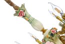 Porcelain And Brass Floral Chandelier