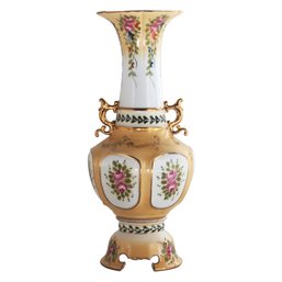 Opulent Glow: Traditional Rococo Gold Porcelain Vase
