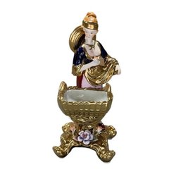Charming Porcelain Figurine: Mother With Baby Carriage