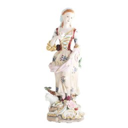 Rococo Reverie: Exquisite Porcelain Figurine - Woman In Landscape
