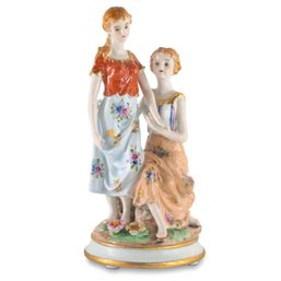 Bond Of Sisters: Graceful Porcelain Figurine In Rococo Style