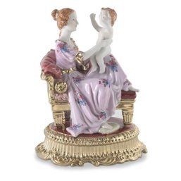 Maternal Harmony: Rococo Porcelain Mother And Child Figurine