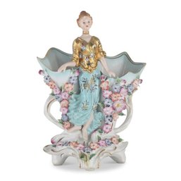 Hand-Painted Lady Flower Holder: An Artistic Masterpiece